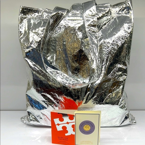 Tory Burch Silver Metallic Tote - Picture 1 of 1